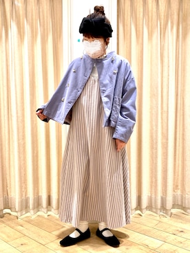 「ストライプワンピース」｜「アイテム（その他アウター）」を使った、muttyさん（レディース・151cm）の冬コーディネート