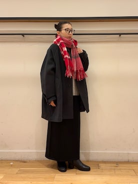 「アイテム（ステンカラーコート）」を使った、kamon.さん（レディース・155cm）の秋コーディネート