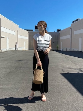 「Chez toi（シェトワ）のアイテム（かごバッグ）」を使った、wakanaさん（レディース・161cm）の夏コーディネート