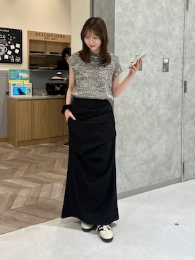 「Thevon（ゼボン）のMIXフレンチニット（ニット/セーター、ブラック系）」を使った、wakanaさん（レディース・161cm）の春コーディネート
