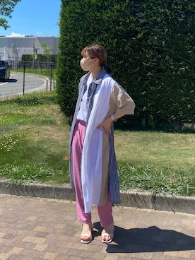 「Chez toi（シェトワ）のアイテム（シャツワンピース）」を使った、wakanaさん（レディース・161cm）の夏コーディネート