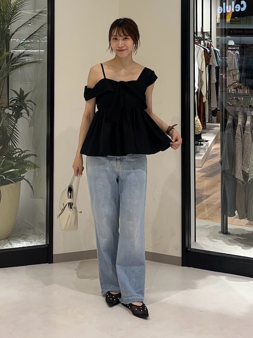 【新品タグ付き】Thevon. アシメノースリバルーンブラウス ブラック アシメノースリバルーンブラウス（シャツ/ブラウス）｜Thevon