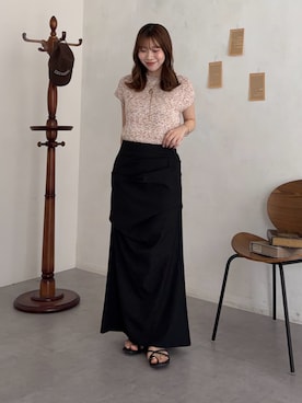 「Thevon（ゼボン）のMIXフレンチニット（ニット/セーター、ピンク系）」を使った、wakanaさん（レディース・161cm）の春コーディネート