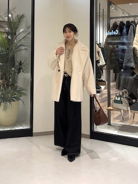 「アイテム（ムートンコート）」を使った、wakanaさん（レディース・161cm）の冬コーディネート