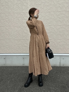 「柄物」｜「アイテム（ワンピース/ドレス）」を使った、wakanaさん（レディース・161cm）の秋コーディネート