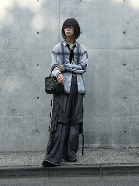 「アイテム（ヘアアクセサリー）」を使った、Uminaさん（メンズ・170cm）の秋コーディネート