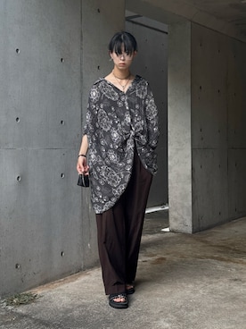 「アイテム（スラックス）」を使った、Uminaさん（メンズ・170cm・20代）の秋コーディネート