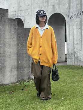 「アイテム（カーゴパンツ）」を使った、Uminaさん（メンズ・170cm）の秋コーディネート