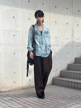 「アイテム（イヤリング）」を使った、Uminaさん（メンズ・170cm）の秋コーディネート