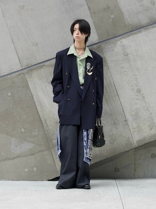 「beautiful people(ビューティフルピープル)のriders kids tote bag(トートバッグ)」を使った、Uminaさん(メンズ・170cm)の秋コーディネート