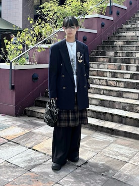 「アイテム（テーラードジャケット）」を使った、Uminaさん（メンズ・170cm）の秋コーディネート