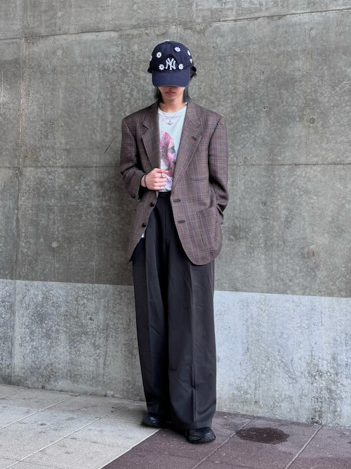 【cussil/クシル】TRストレッチルーズシルエットセンタープレスハイウエストスラックスパンツ