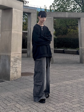 「アイテム（イヤリング）」を使った、Uminaさん（メンズ・170cm）の秋コーディネート