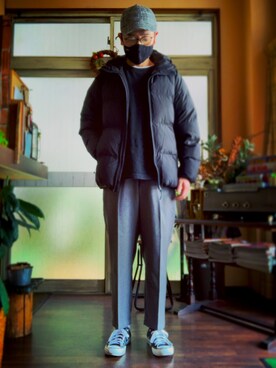 Gu ジーユー のダウンジャケット コートを使ったメンズ人気ファッションコーディネート 髪型 ショートヘアー Wear
