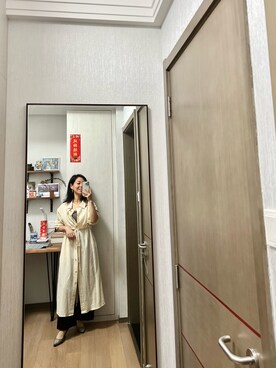 「JUNOAH（ジュノア）のアイテム（トレンチコート）」を使った、Wensaysさん（レディース・158cm）の秋コーディネート