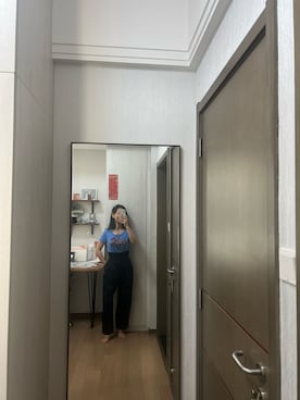 「VINTAGE（ヴィンテージ）のアイテム（ニット/セーター）」を使った、Wensaysさん（レディース・158cm）の夏コーディネート