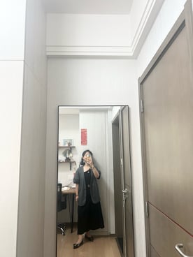 「VINTAGE（ヴィンテージ）のアイテム（ノーカラージャケット）」を使った、Wensaysさん（レディース・158cm）の春コーディネート