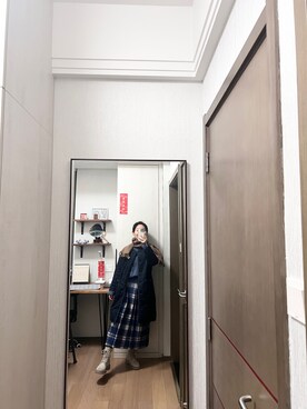 「niko and...（ニコアンド）のアイテム（ノーカラージャケット）」を使った、Wensaysさん（レディース・158cm）の冬コーディネート