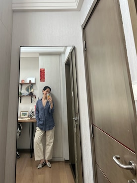 「earth music&ecology（アースミュージックアンドエコロジー）のアイテム（チノパンツ）」を使った、Wensaysさん（レディース・158cm）の春コーディネート