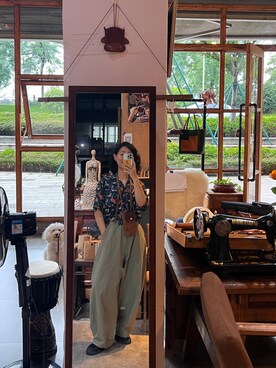 「MUJI Labo（ムジラボ）のアイテム（パンツ）」を使った、Wensaysさん（レディース・158cm）の夏コーディネート