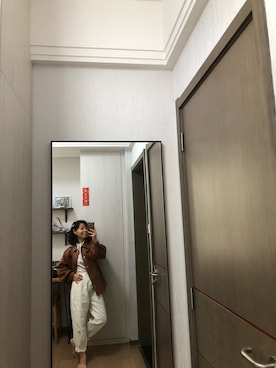 「VINTAGE（ヴィンテージ）のアイテム（ムートンコート）」を使った、Wensaysさん（レディース・158cm）の秋コーディネート