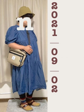 「アウトドアミックス」｜「アイテム（ワンピース/ドレス）」を使った、nonさん（レディース・154cm）の秋コーディネート