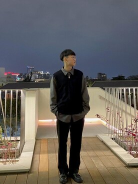 「taobaoのアイテム（タンクトップ、ブラック系）」を使った、ting0226さん（メンズ）の夏コーディネート