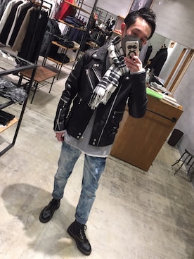 「アイテム（ブーツ）」を使った、yasu「相互フォロー」さん（メンズ・174cm・20代）の冬コーディネート