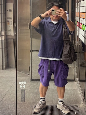 「Gramicci（グラミチ）のアイテム（パンツ、パープル系）」を使った、gami017さん（メンズ・165cm）の夏コーディネート