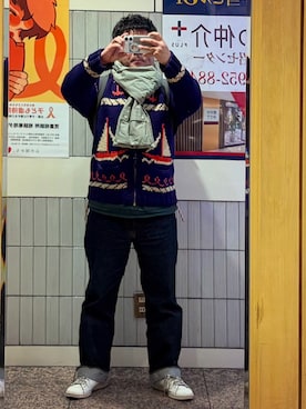 「カウチンセーター」｜gami017さん（メンズ・165cm）の冬コーディネート