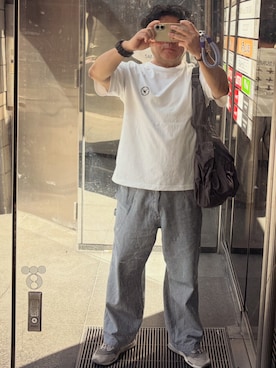 「FREAK'S STORE（フリークスストア）のアイテム（Tシャツ/カットソー、ホワイト系）」を使った、gami017さん（メンズ・165cm）の夏コーディネート