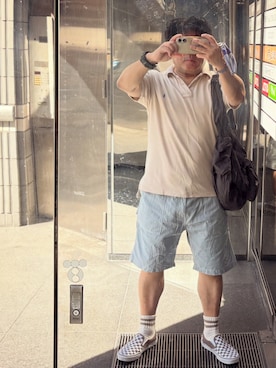「coen（コーエン）のアイテム（パンツ）」を使った、gami017さん（メンズ・165cm）の夏コーディネート