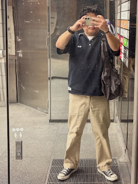 「Dickies（ディッキーズ）のアイテム（チノパンツ、ベージュ系）」を使った、gami017さん（メンズ・165cm）の夏コーディネート