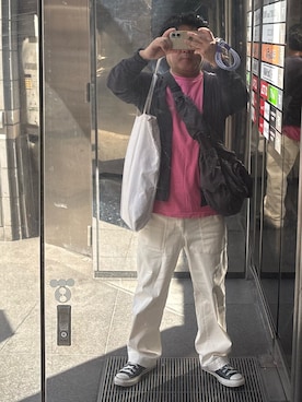 「coen（コーエン）のアイテム（パンツ）」を使った、gami017さん（メンズ・165cm）の春コーディネート