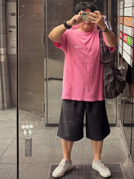 「GU（ジーユー）のアイテム（パンツ、ブラック系）」を使った、gami017さん（メンズ・165cm）の夏コーディネート