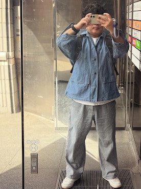「JOURNAL STANDARD relume（ジャーナルスタンダード　レリューム）のアイテム（パンツ、ブルー系）」を使った、gami017さん（メンズ・165cm）の春コーディネート