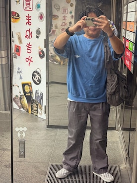 「California General Store（California General Store）のアイテム（スウェット、ブルー系）」を使った、gami017さん（メンズ・165cm）の秋コーディネート
