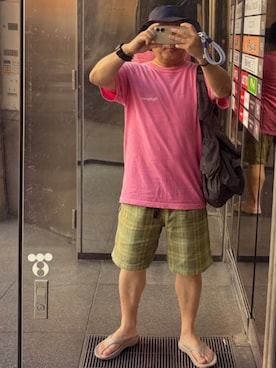 「GU（ジーユー）のアイテム（帽子）」を使った、gami017さん（メンズ・165cm）の夏コーディネート