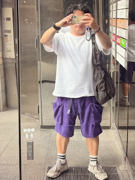「Gramicci（グラミチ）のアイテム（パンツ、パープル系）」を使った、gami017さん（メンズ・165cm）の夏コーディネート