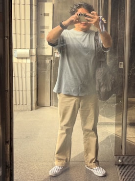 「Dickies（ディッキーズ）のアイテム（チノパンツ、ベージュ系）」を使った、gami017さん（メンズ・165cm）の夏コーディネート