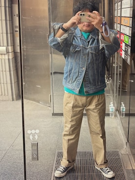 「coen（コーエン）のアイテム（パンツ）」を使った、gami017さん（メンズ・165cm）の春コーディネート