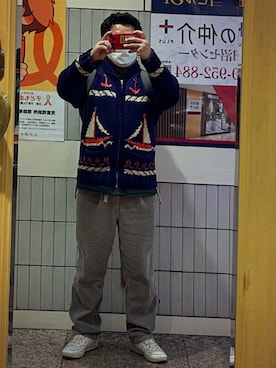 「カウチンセーター」｜gami017さん（メンズ・165cm）の冬コーディネート