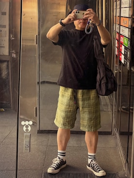 「Gramicci（グラミチ）のアイテム（パンツ、グリーン系）」を使った、gami017さん（メンズ・165cm）の春コーディネート