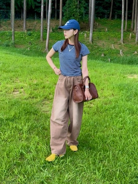 「アイテム（キャップ）」を使った、YURIさん（レディース・166cm）の夏コーディネート