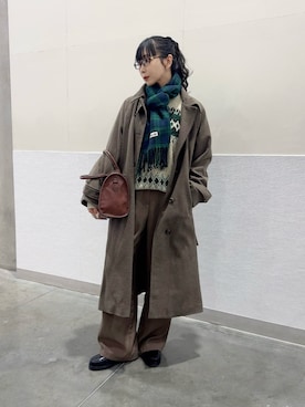 「アイテム（ボストンバッグ）」を使った、YURIさん（レディース・166cm）の冬コーディネート