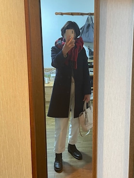 「N.（N. Natural Beauty Basic）（エヌエヌナチュラルビューティーベーシック）のアイテム（ノーカラーコート）」を使った、まりさん（レディース・158cm）の冬コーディネート