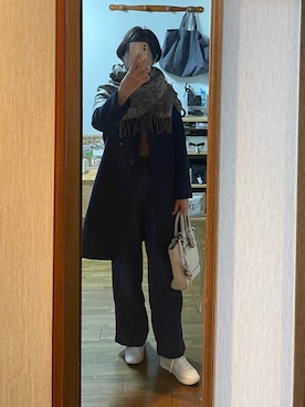 「N.（N. Natural Beauty Basic）（エヌエヌナチュラルビューティーベーシック）のアイテム（ノーカラーコート）」を使った、まりさん（レディース・158cm）の冬コーディネート