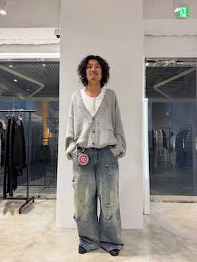 「DANKE SCHON（ダンケシェーン）のDankeSchon/ダンケシェーン/COTTON WJQ STUDS CARDIGAN（カーディガン/ボレロ、グレー系）」を使った、keita0910さん（メンズ・172cm）の秋コーディネート