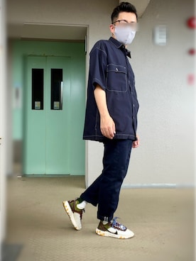 「FRUIT OF THE LOOM（フルーツオブザルーム）のアイテム（レッグウェア）」を使った、小さなgigaさん（メンズ・160cm）の夏コーディネート