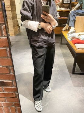 「ニコアンド」｜「アイテム（スリッポン）」を使った、ukaさん（レディース・158cm）の春コーディネート